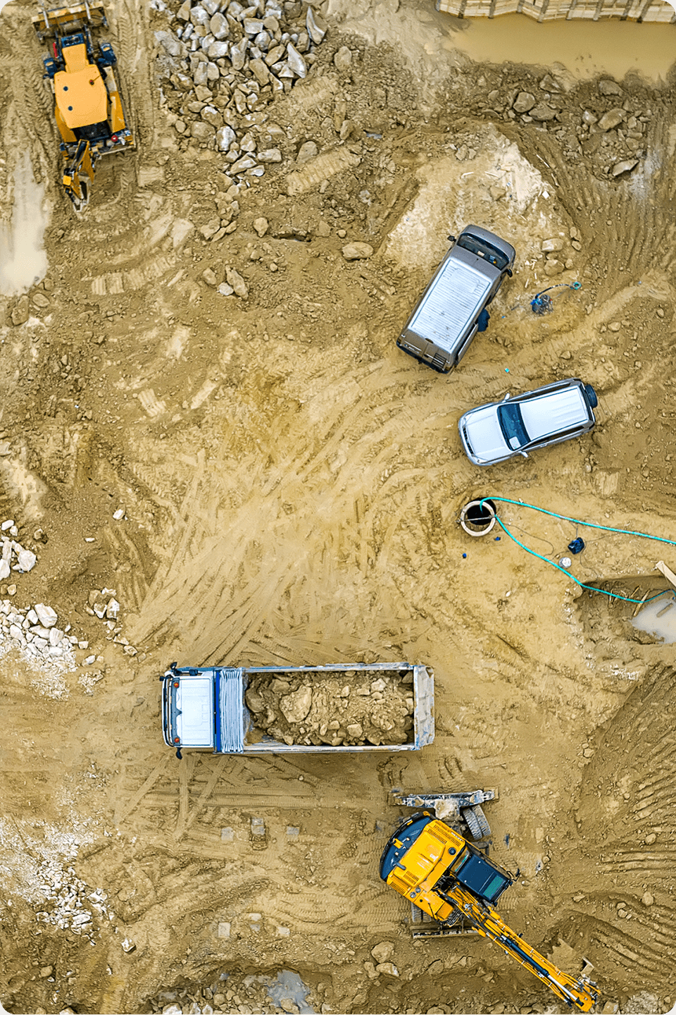 Construction equipment and machinery on site